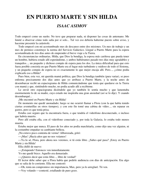 Portada de En Puerto Marte y sin Hilda